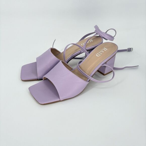 Asos Raid Naya Tie Ankle Mid Heeled Sandals In Lilac  US 7 - Picture 11 of 11